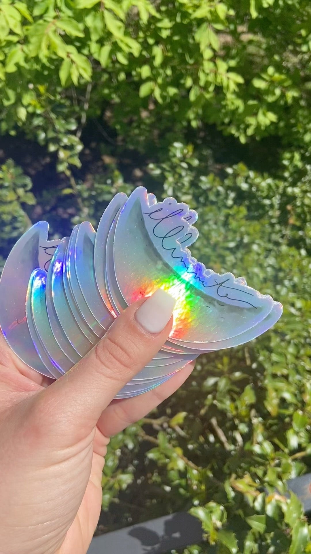 Illuminate Vinyl Moon Sticker with Sparkly and Holographic Options