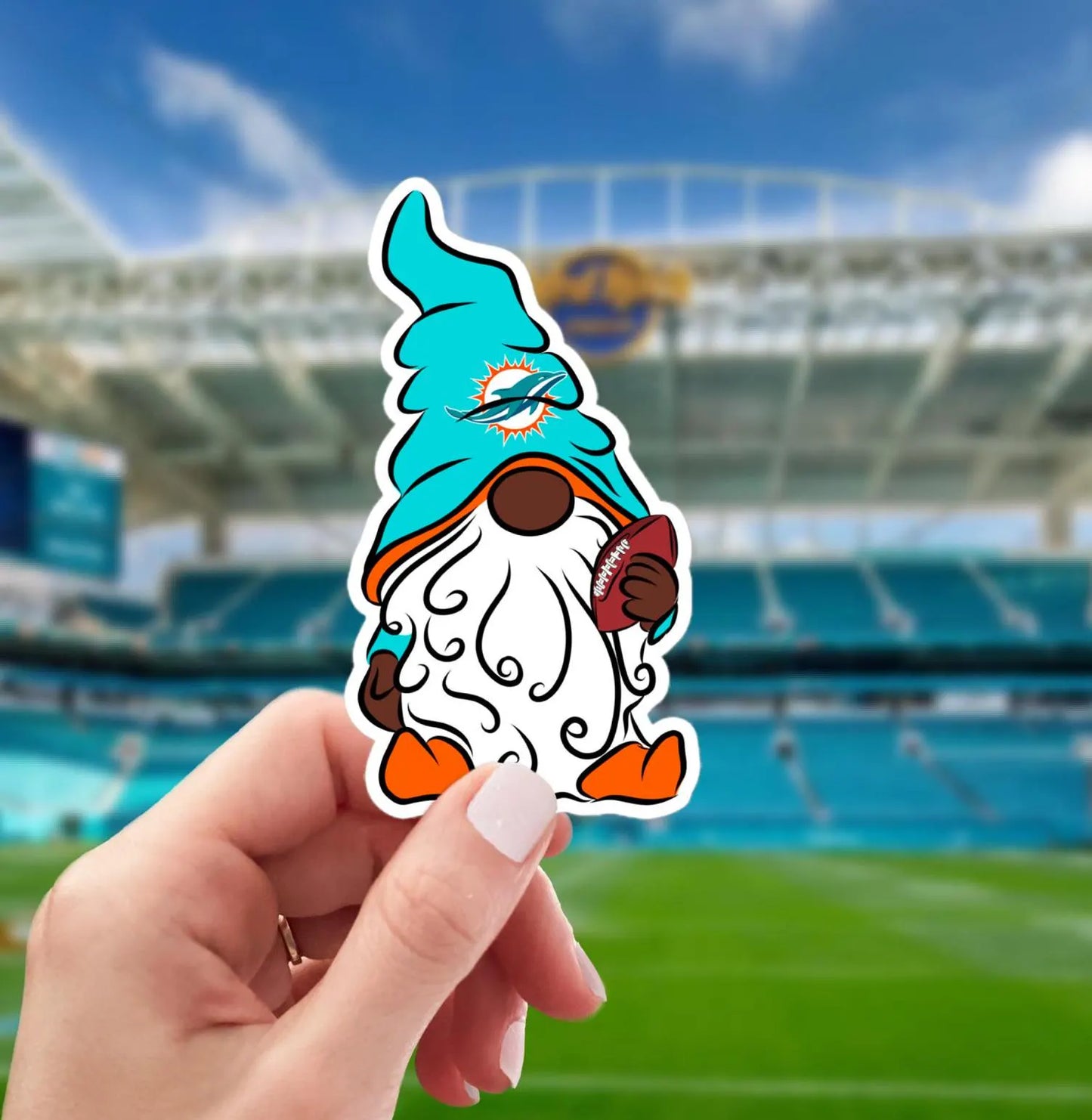 Miami Dolphins Vinyl Gnome Sticker