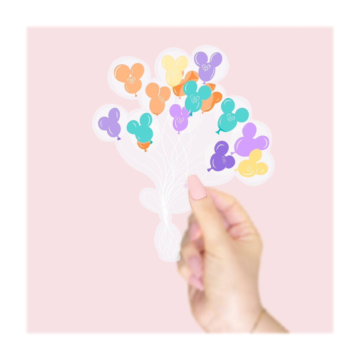 Disney World Mickey Balloon Transparent Clear Vinyl Sticker