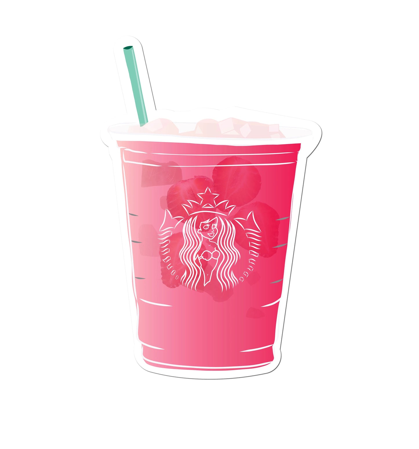 Disney The Little Mermaid Starbucks Strawberry Refresher Vinyl Sticker