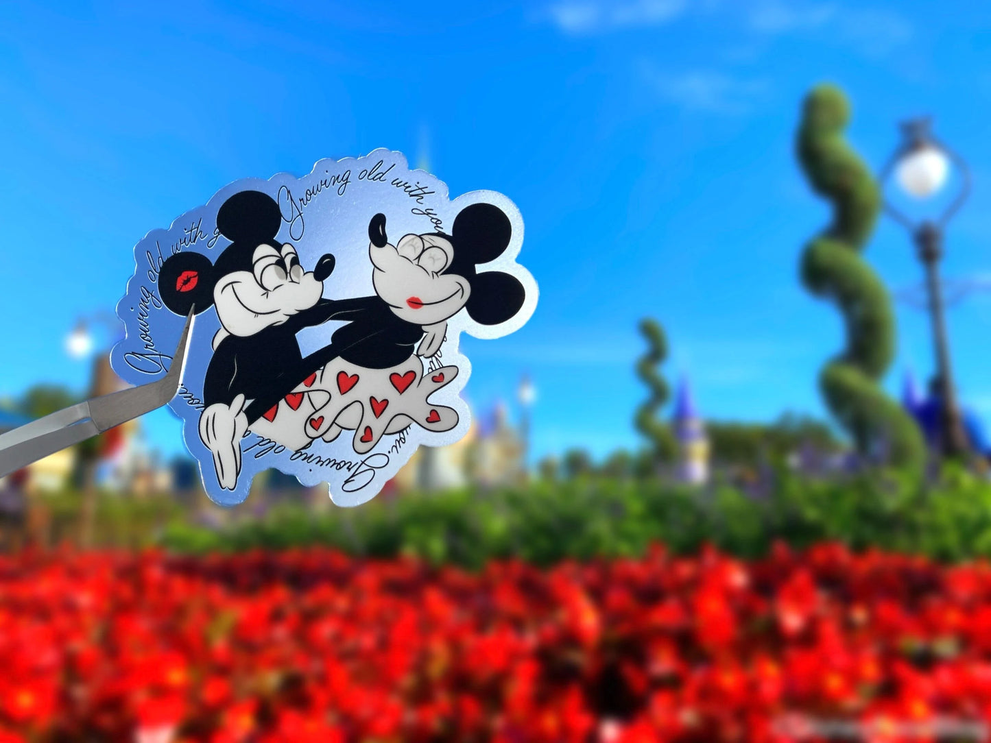 Mickey and Minnie Love Disney Clear Vinyl Sticker