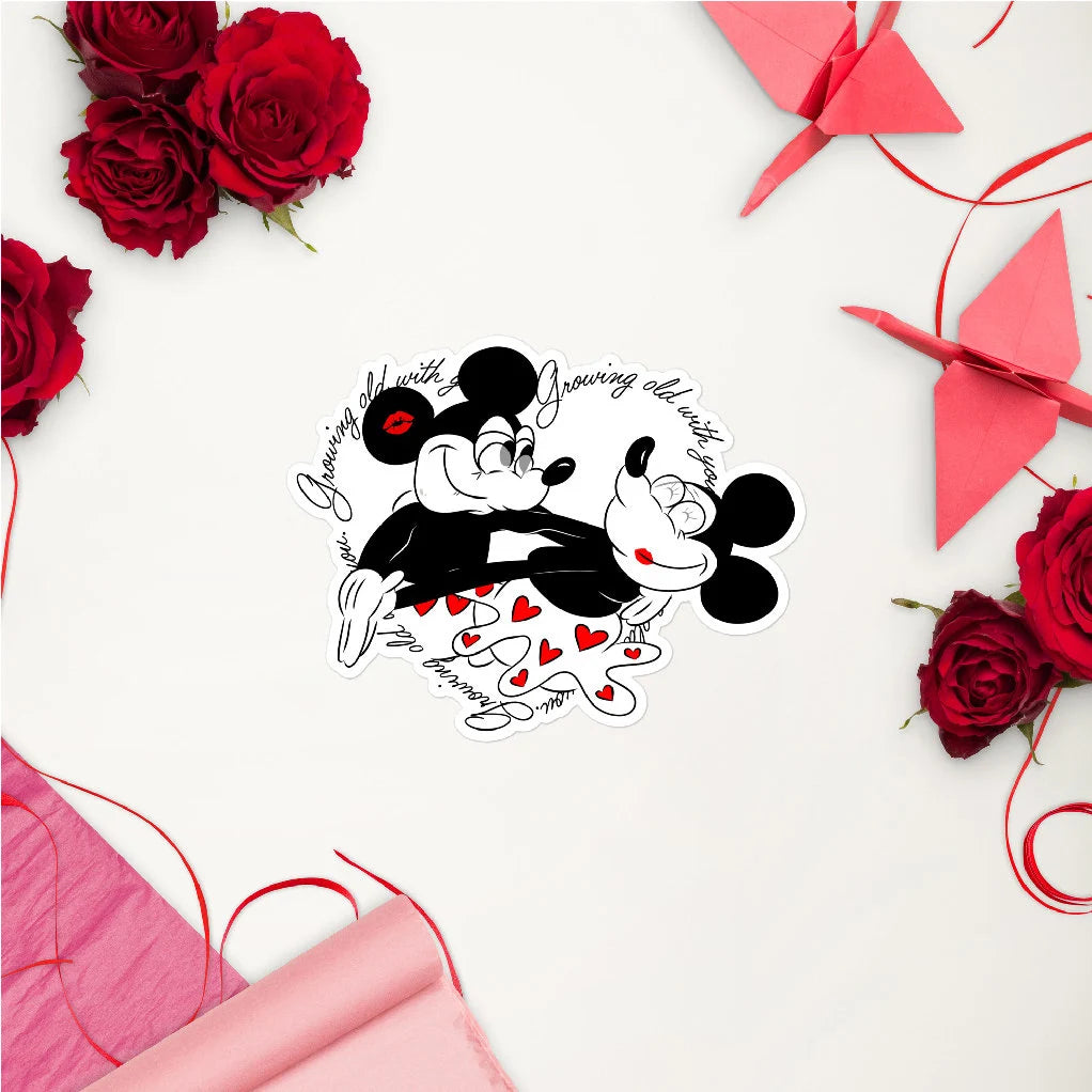 Mickey and Minnie Love Disney Clear Vinyl Sticker
