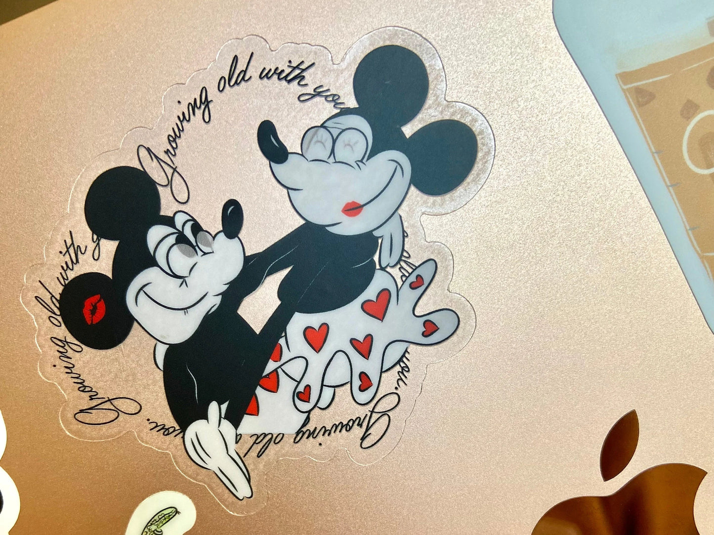 Mickey and Minnie Love Disney Clear Vinyl Sticker