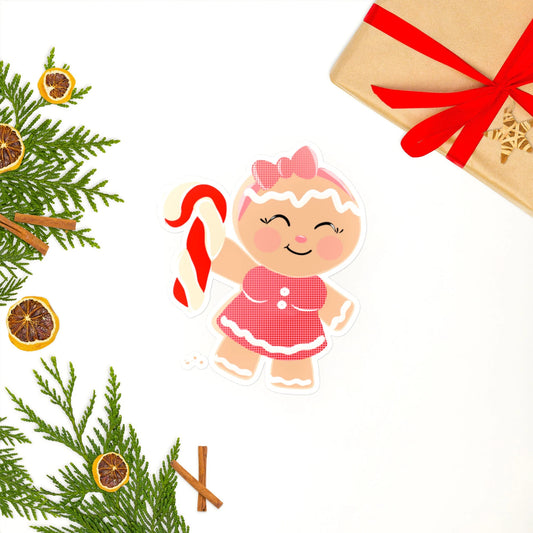 Holiday Gingerbread Girl Woman Vinyl Clear Sticker