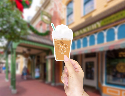 Disney Adulting Vinyl Sticker ft. Mickey and Starbucks Iced Coffee