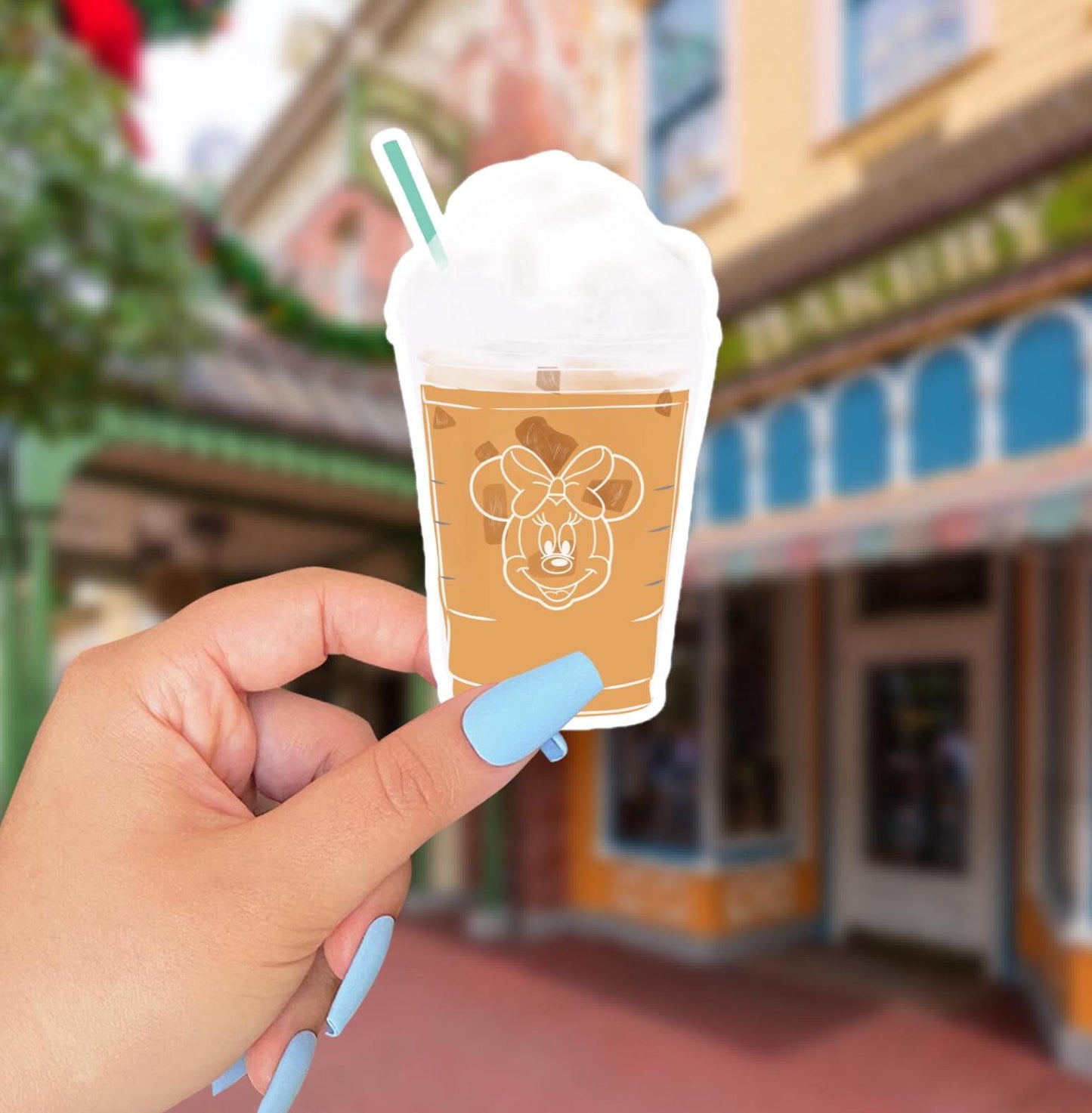 Disney Adulting Vinyl Sticker ft. Minnie Mouse and Starbucks Iced Coffee
