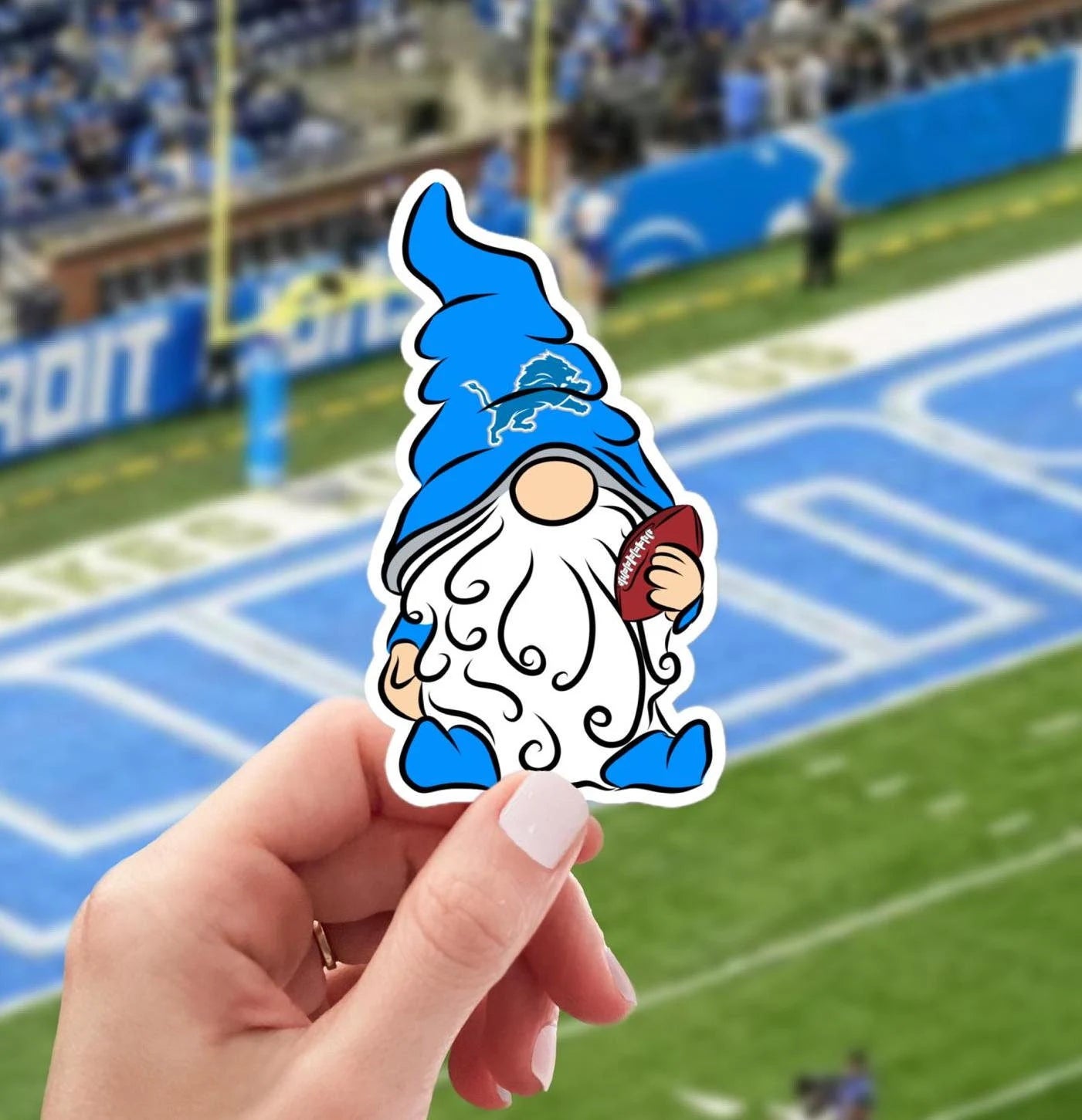 Detroit Lions Football Vinyl Sticker Gnome