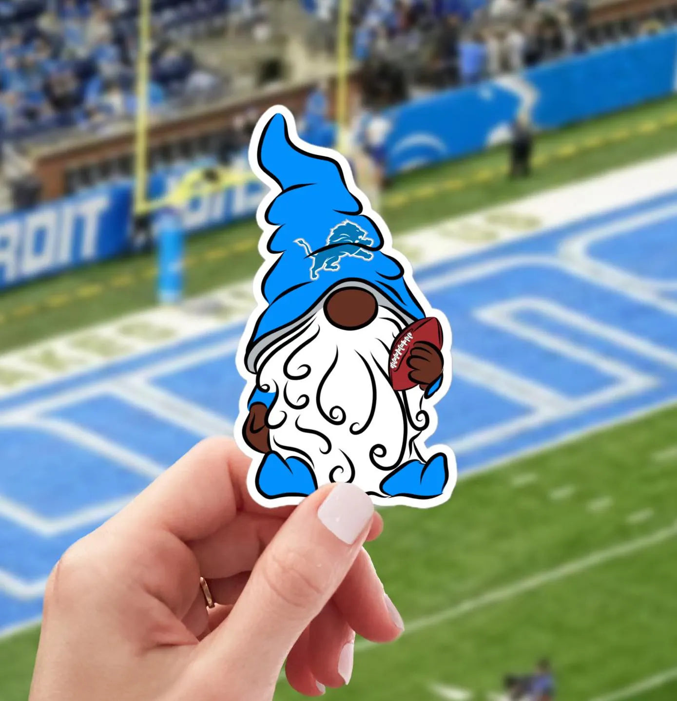 Detroit Lions Football Vinyl Sticker Gnome