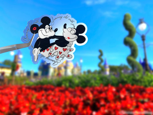Mickey and Minnie Love Disney Clear Vinyl Sticker