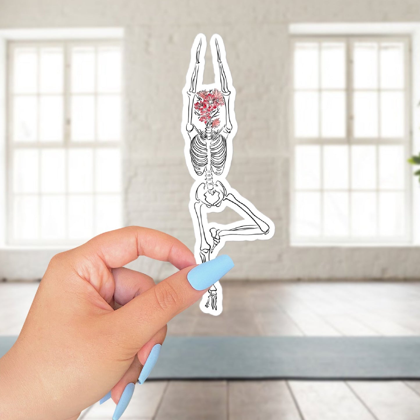 Yoga Skeleton Vinyl Sticker